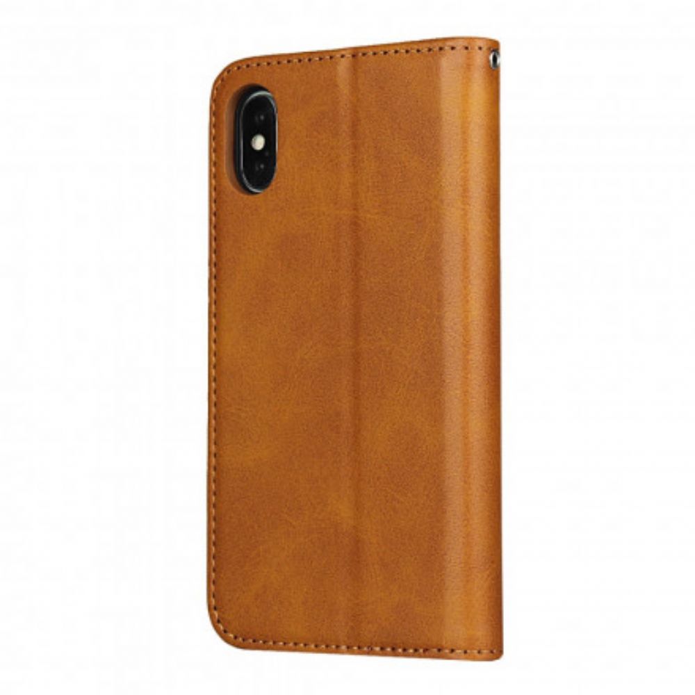 Schutzhülle Für iPhone X / XS Flip Case Zweifarbiger Ledereffekt Mit Riemen