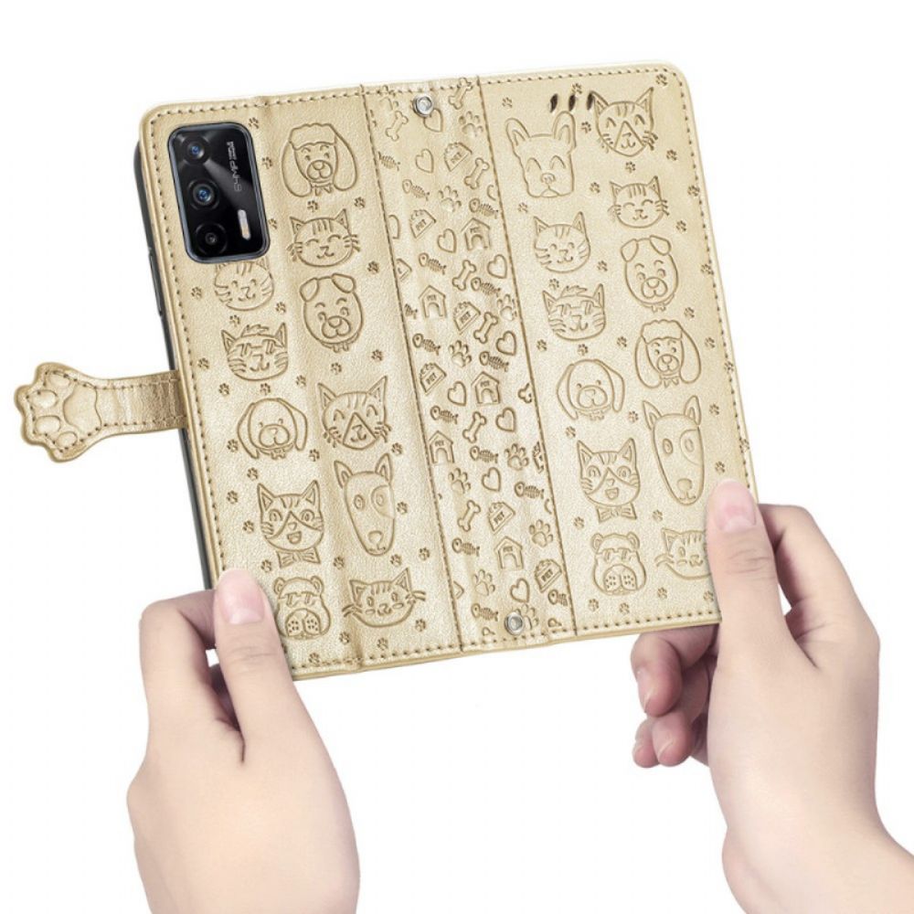 Flip Case Für Realme GT 5G Animierte Tiere
