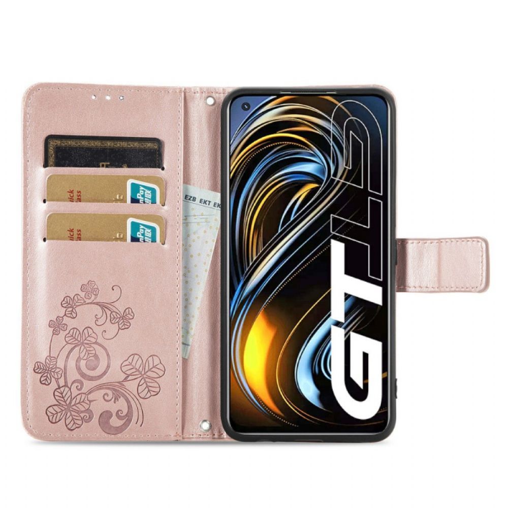 Flip Case Für Realme GT 5G Vierblättriges Kleeblatt