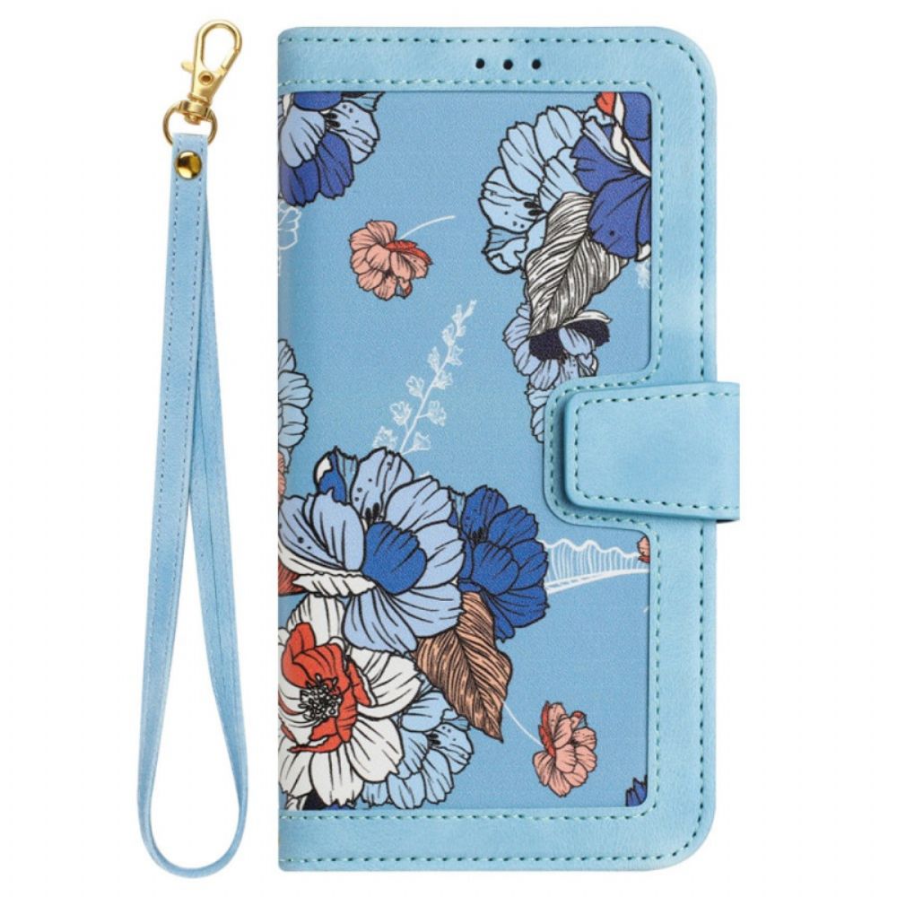 Lederhüllen Google Pixel 8a Blumenmuster Mit Riemen
