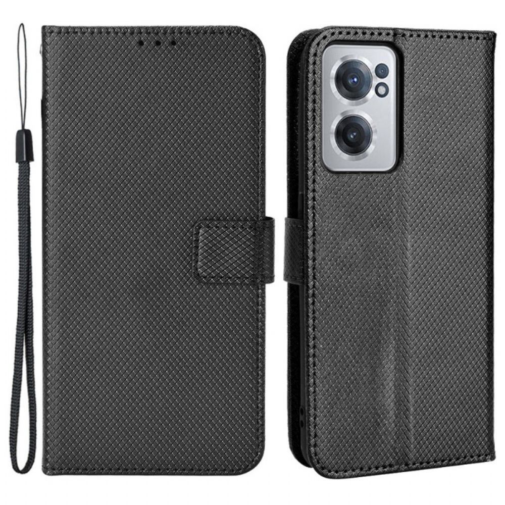 Flip Case Für OnePlus Nord CE 2 5G Mit Kordel Strap Diamond Texture