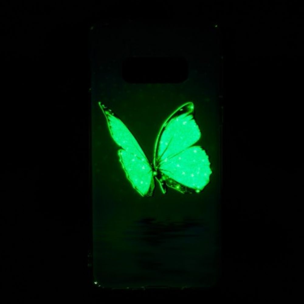 Hülle Für Samsung Galaxy S10e Fluoreszierender Blauer Schmetterling