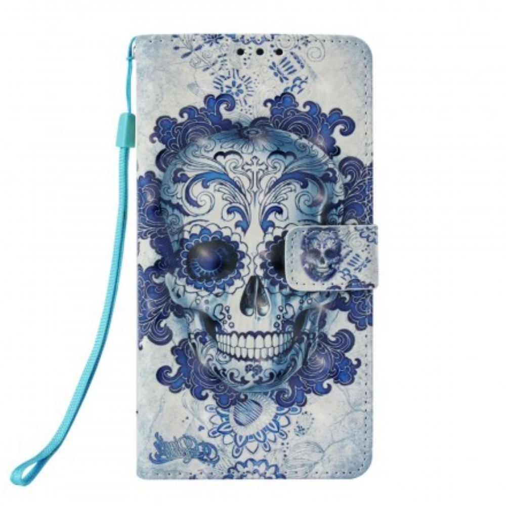 Lederhüllen Für Samsung Galaxy S10e Blauer Schädel