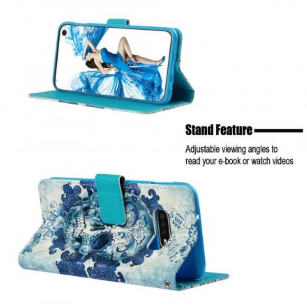 Lederhüllen Für Samsung Galaxy S10e Blauer Schädel
