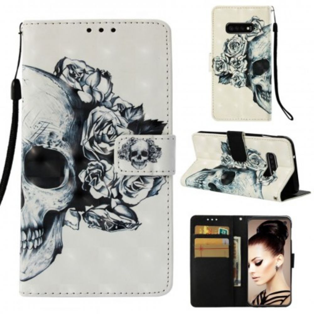 Lederhüllen Für Samsung Galaxy S10e Blumenschädel