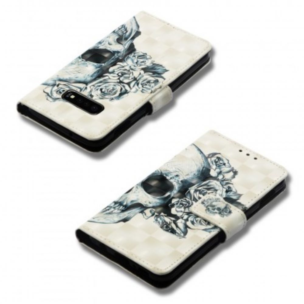 Lederhüllen Für Samsung Galaxy S10e Blumenschädel