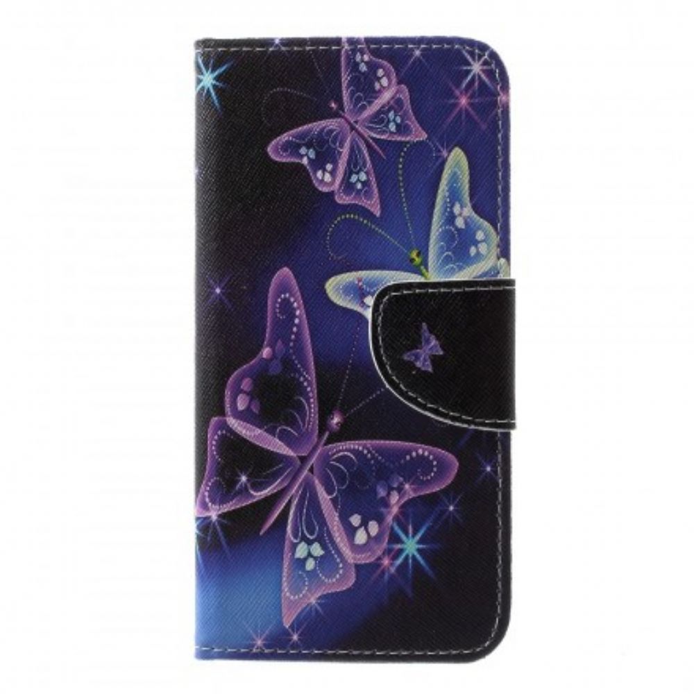 Lederhüllen Für Samsung Galaxy S10e Schmetterlinge Und Blumen