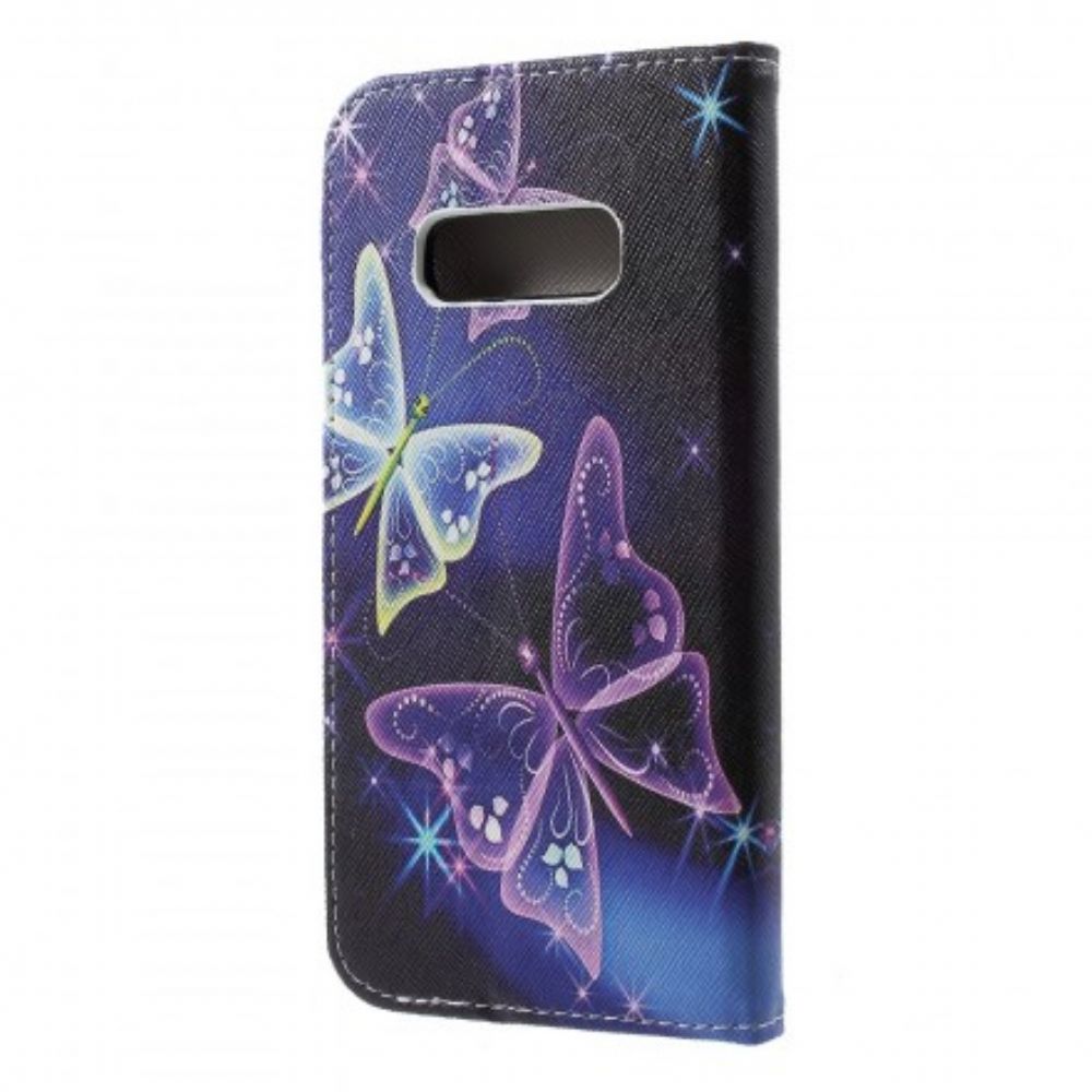 Lederhüllen Für Samsung Galaxy S10e Schmetterlinge Und Blumen