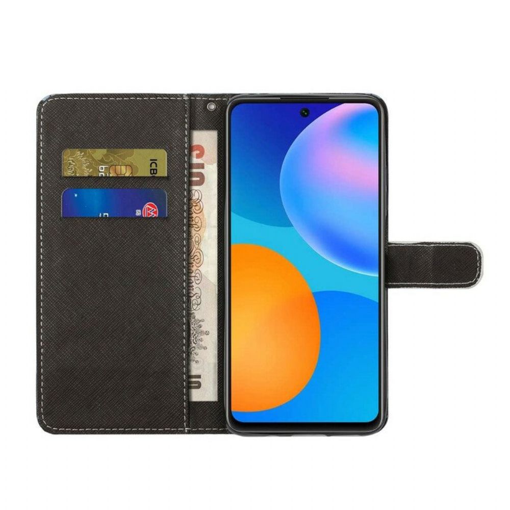 Flip Case Für Poco M3 Pro 5G Mit Kordel Panda Space Mit Schlüsselband