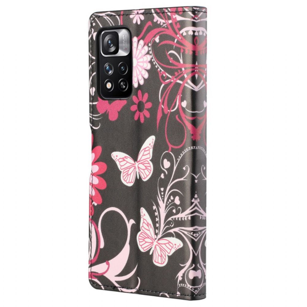Flip Case Für Xiaomi Redmi Note 11 Pro 4G / 5G Schmetterlinge Und Blumen