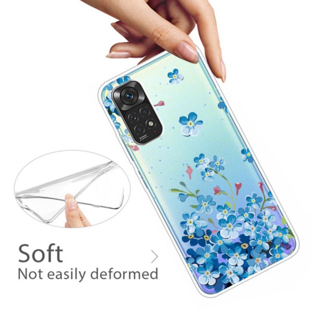Handyhülle Für Xiaomi Redmi Note 11 Pro 4G / 5G Blauer Blumenstrauß