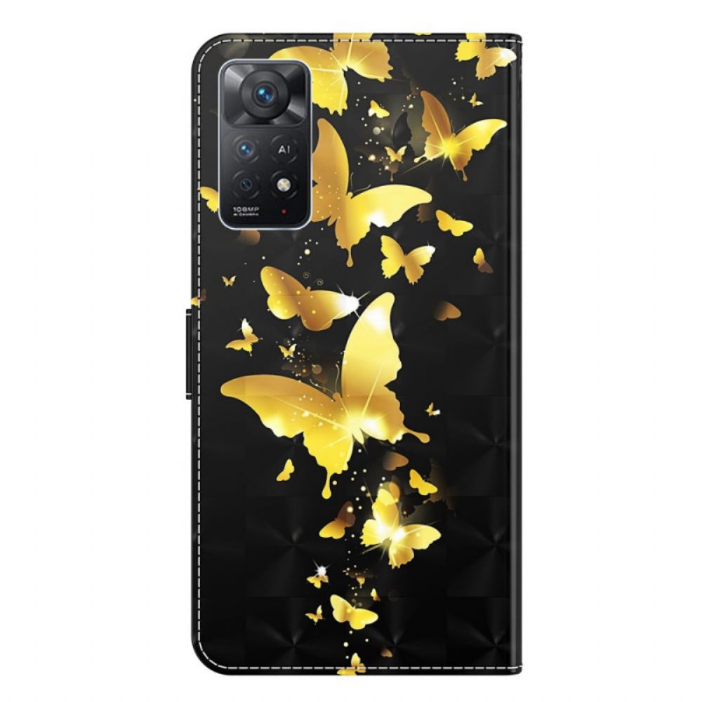 Lederhüllen Für Xiaomi Redmi Note 11 Pro 4G / 5G Gelbe Schmetterlinge