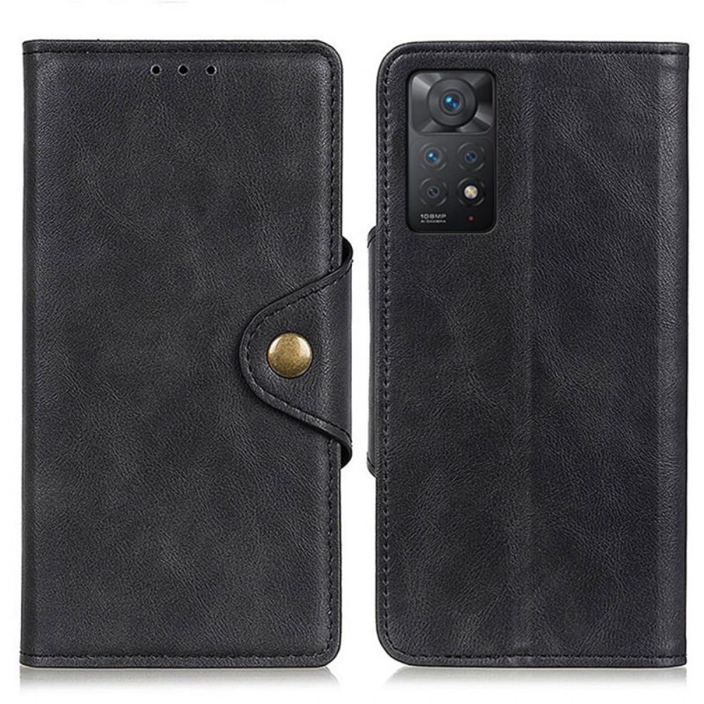 Lederhüllen Für Xiaomi Redmi Note 11 Pro 4G / 5G Kunstlederknopf
