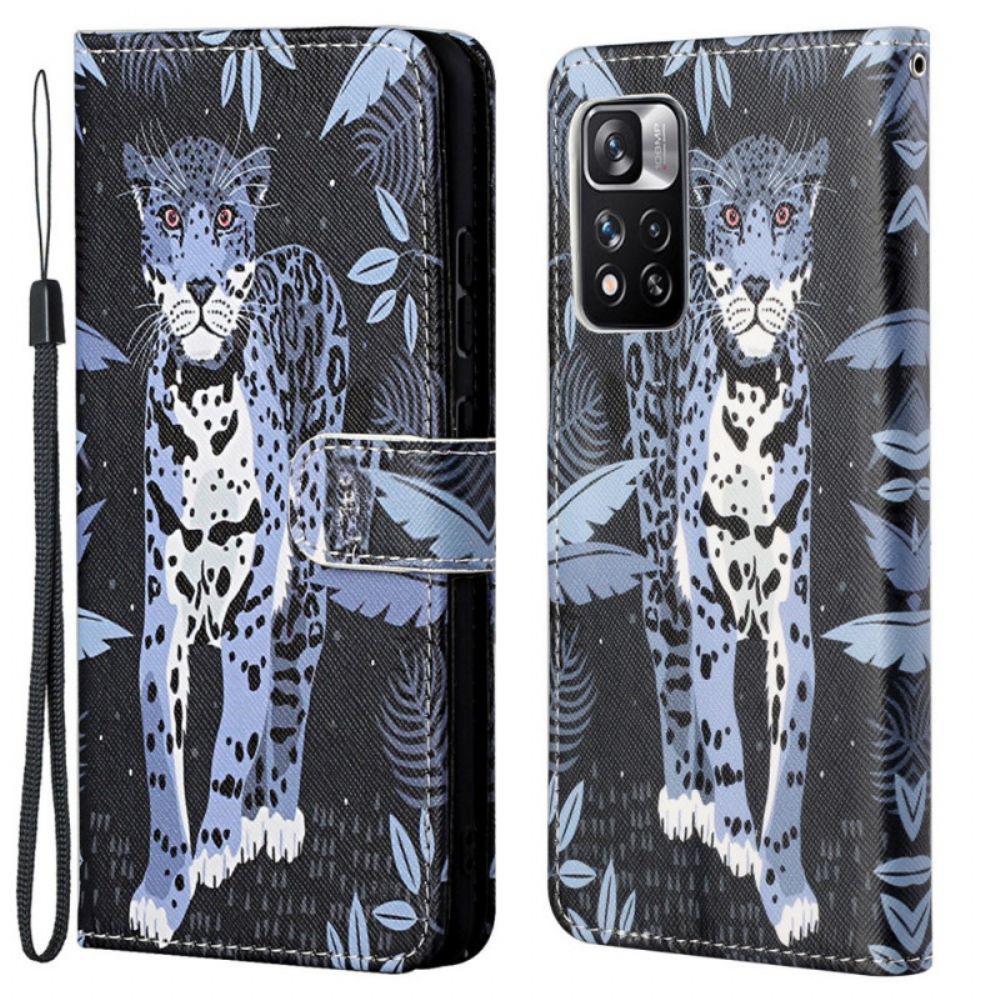 Lederhüllen Für Xiaomi Redmi Note 11 Pro 4G / 5G Mit Kordel Tanga Leopard