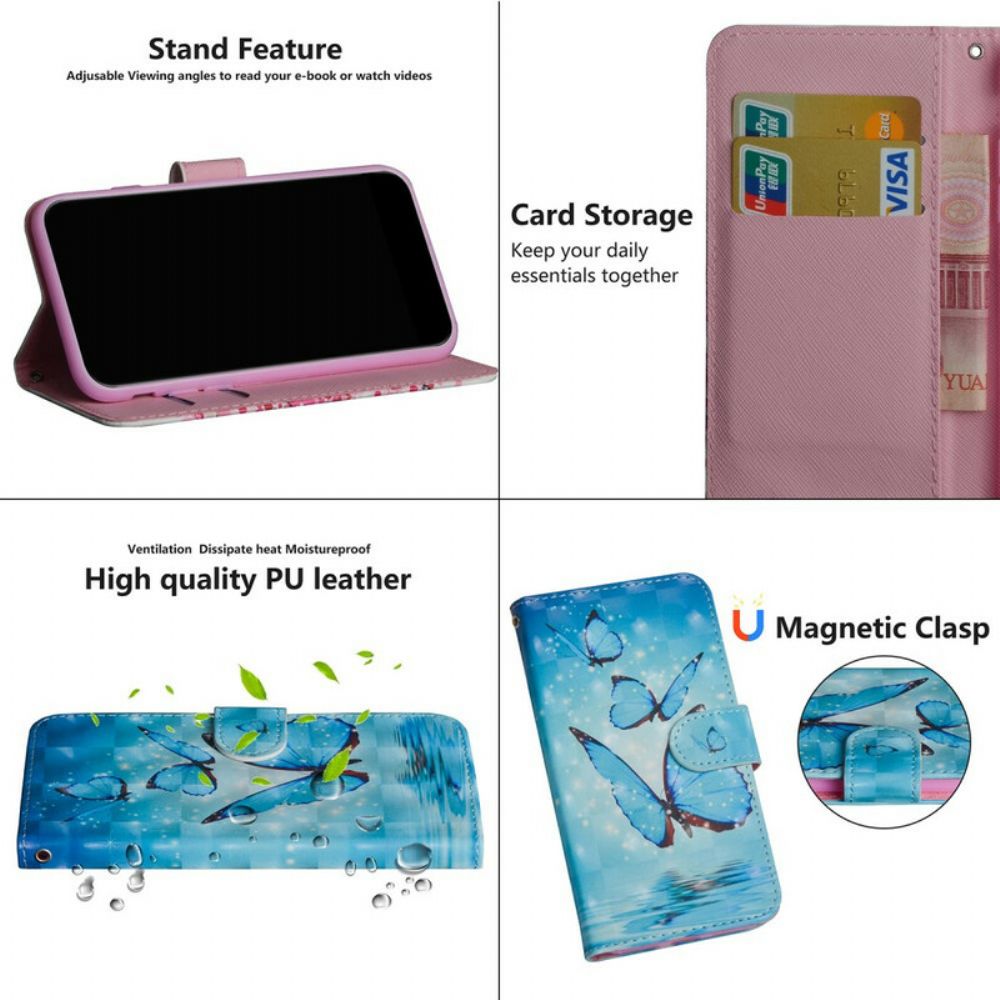 Flip Case Für Oppo Find X2 Lite Fliegende Blaue Schmetterlinge