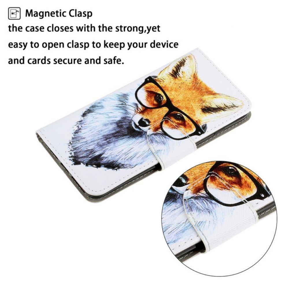 Flip Case Für Xiaomi Redmi Note 9 Mit Kordel Smart Fox Mit Riemen