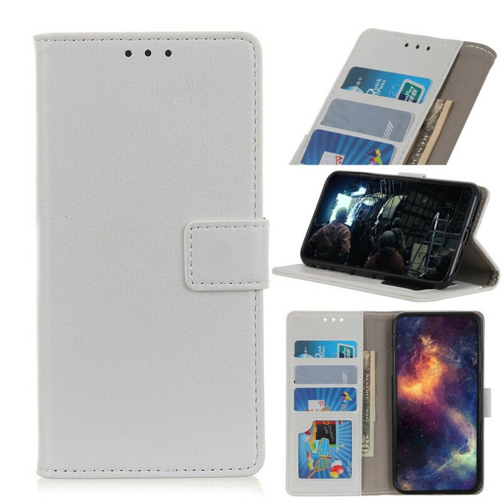 Flip Case Für Xiaomi Redmi Note 9 Nähte In Litschileder-optik