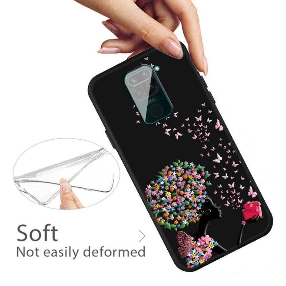 Handyhülle Für Xiaomi Redmi Note 9 Frau Mit Blütenkopf