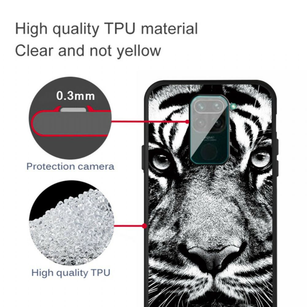 Hülle Für Xiaomi Redmi Note 9 Schwarzer Und Weißer Tiger