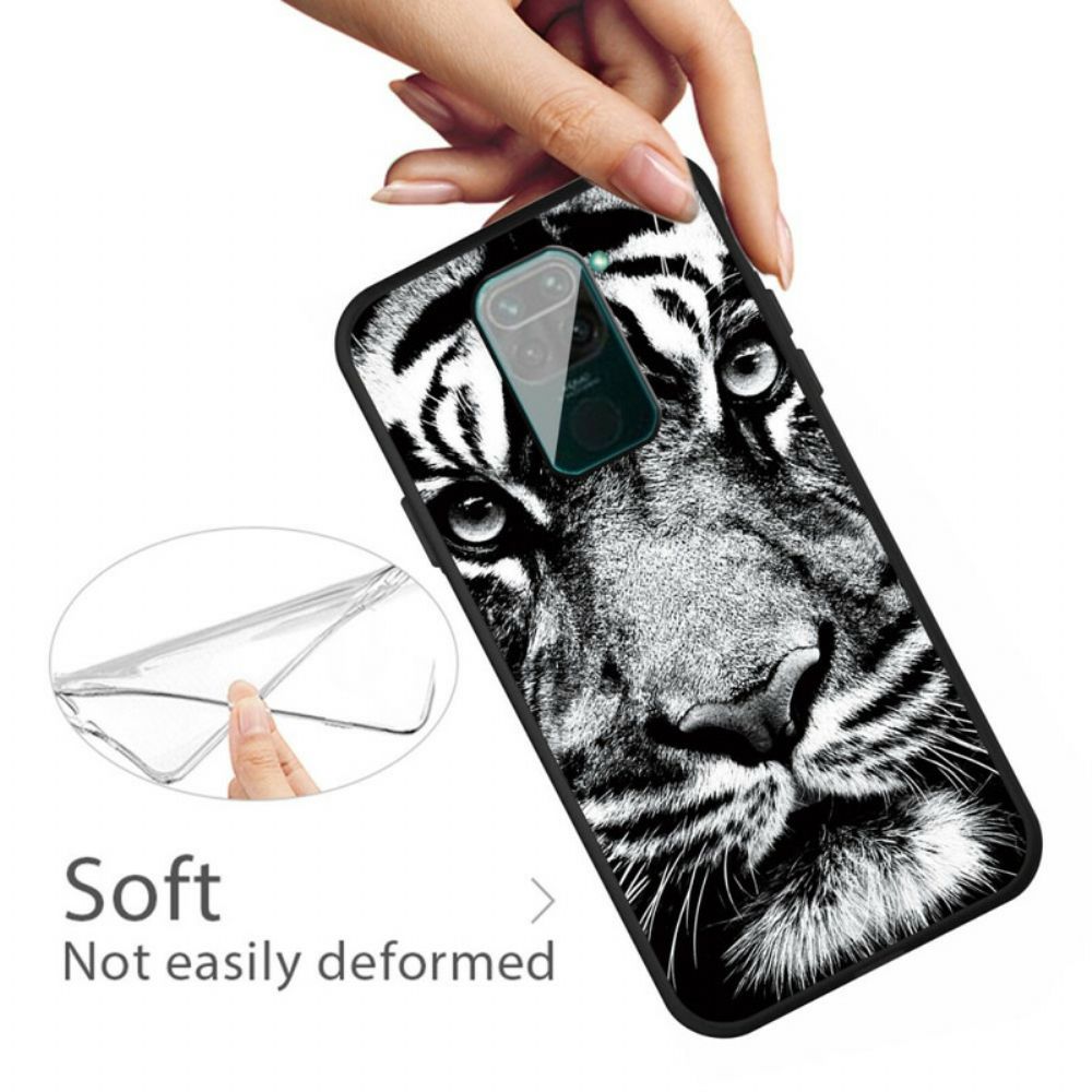 Hülle Für Xiaomi Redmi Note 9 Schwarzer Und Weißer Tiger
