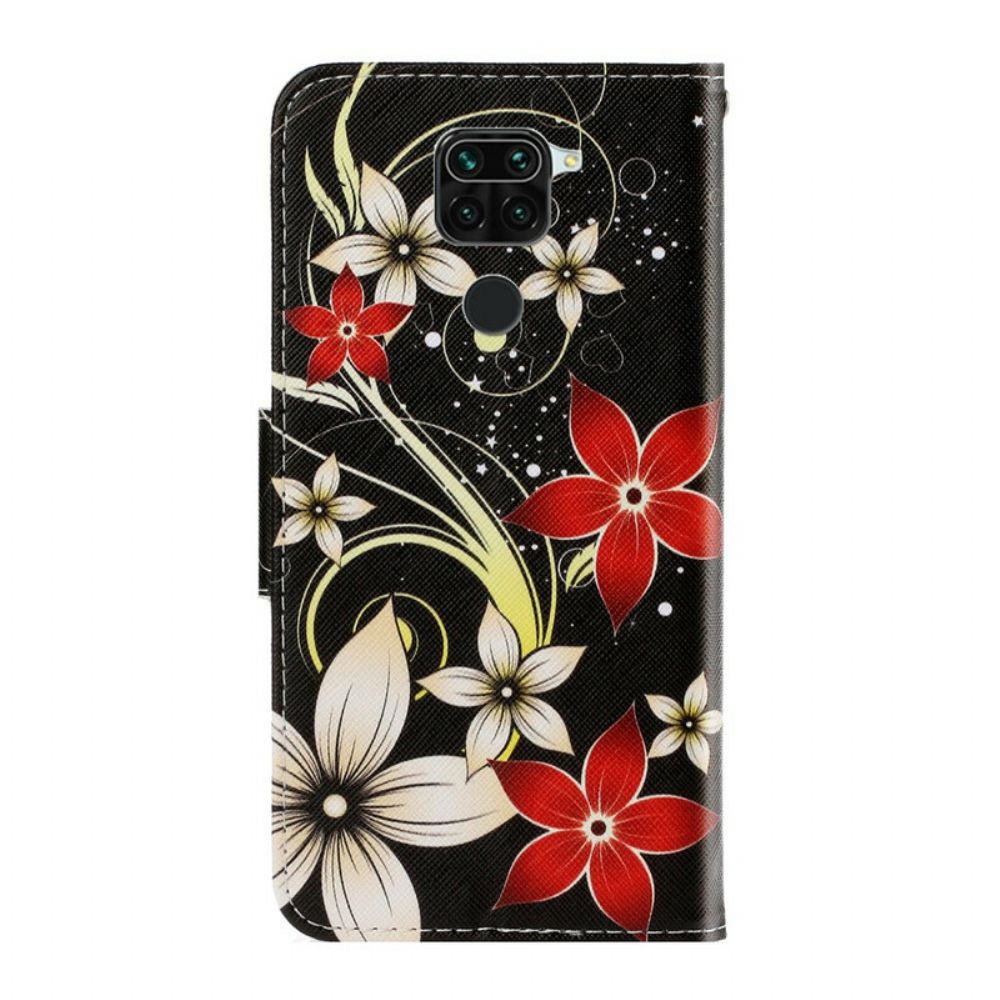 Lederhüllen Für Xiaomi Redmi Note 9 Mit Kordel Bunte Riemenblumen
