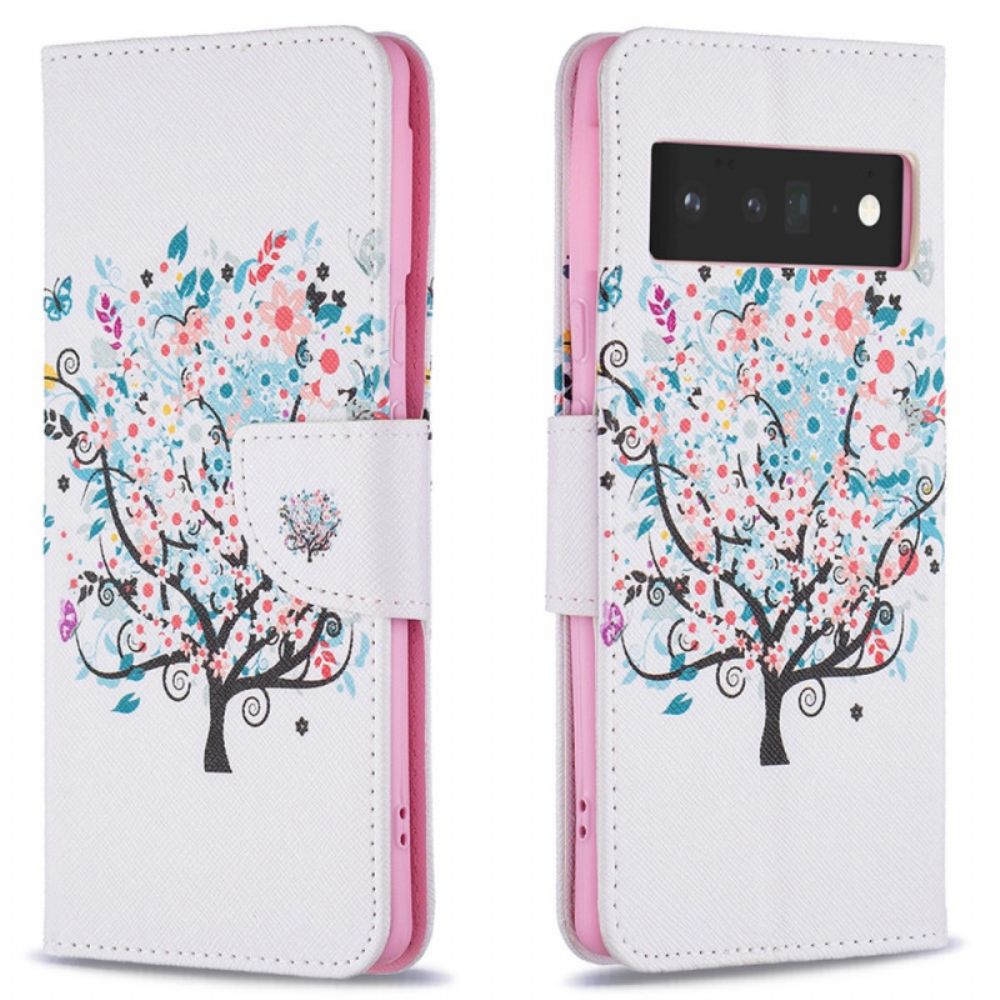 Flip Case Für Google Pixel 6 Pro Blumiger Baum