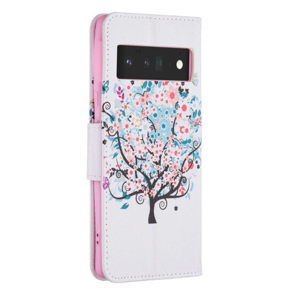 Flip Case Für Google Pixel 6 Pro Blumiger Baum