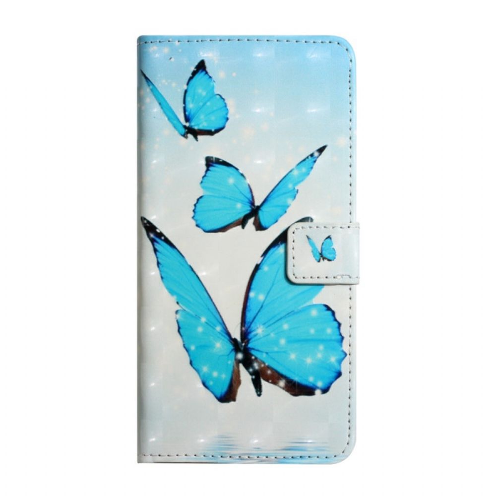 Flip Case Für Google Pixel 6 Pro Fliegende Blaue Schmetterlinge