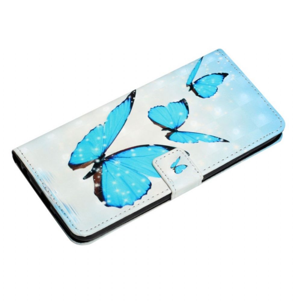 Flip Case Für Google Pixel 6 Pro Fliegende Blaue Schmetterlinge