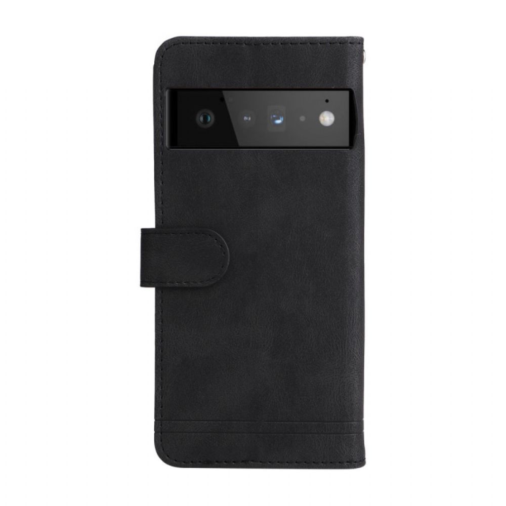 Flip Case Für Google Pixel 6 Pro Niete Und Riemen Aus Kunstleder