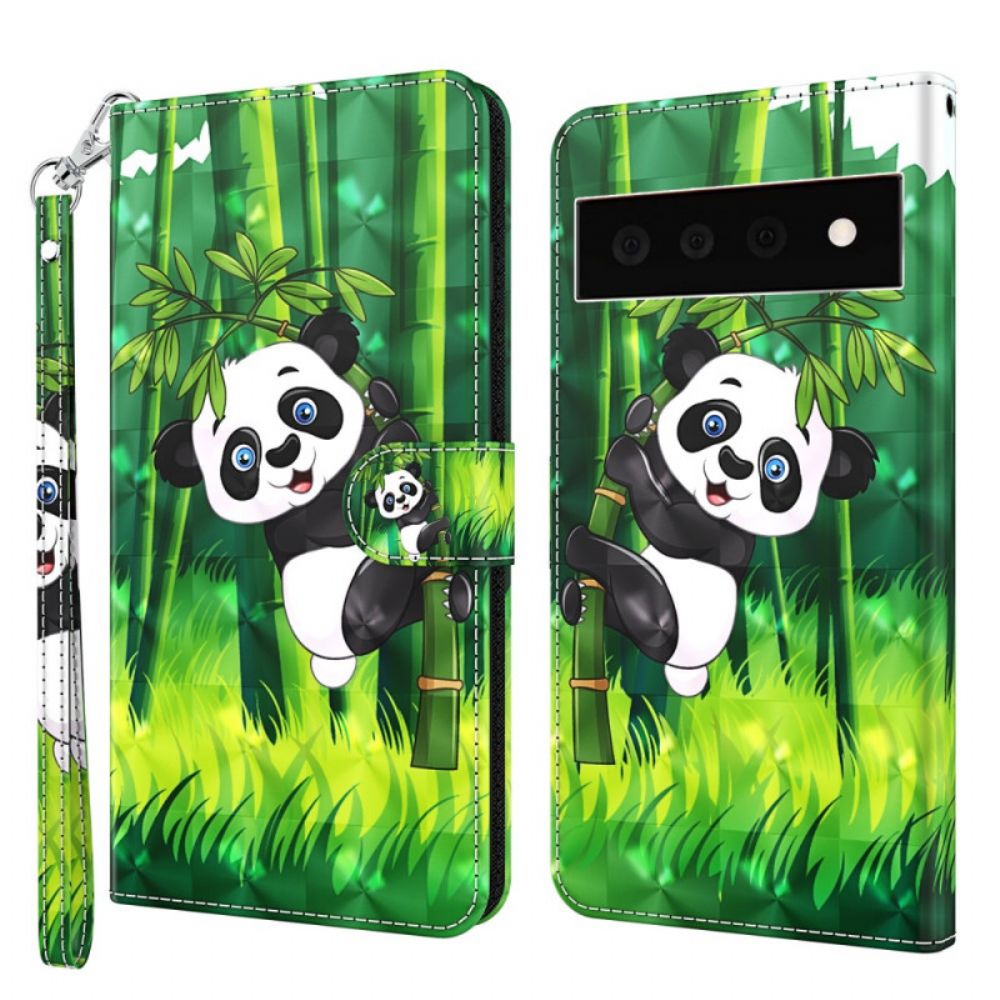 Flip Case Für Google Pixel 6 Pro Panda Und Bambus