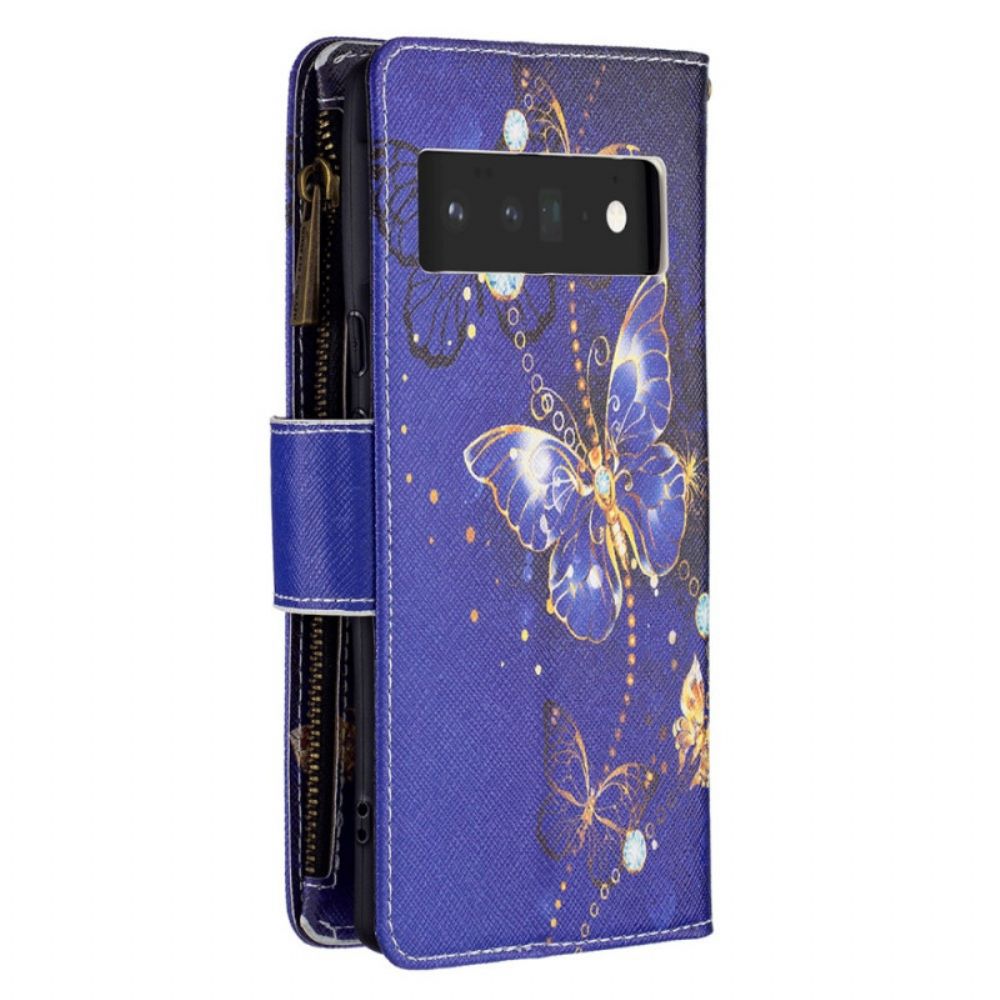 Flip Case Für Google Pixel 6 Pro Schmetterlingstasche Mit Reißverschluss