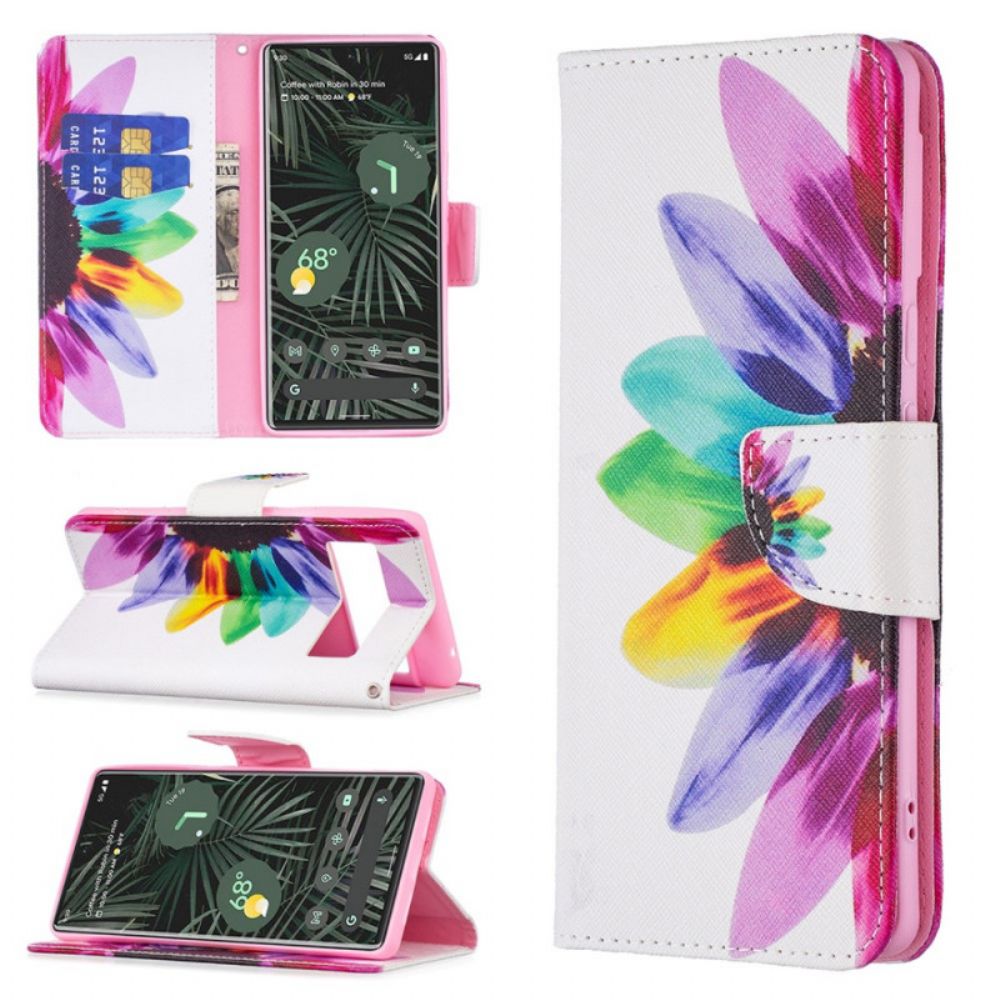 Schutzhülle Für Google Pixel 6 Pro Flip Case Aquarell Blume