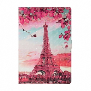 Flip Case Für Samsung Galaxy Tab S7 Plus / Tab S8 Plus Eiffelturm Mit Blumenmuster