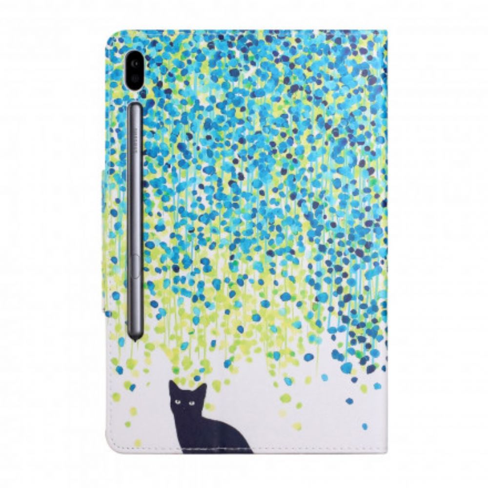 Lederhüllen Für Samsung Galaxy Tab S7 Plus / Tab S8 Plus Schwarze Katze