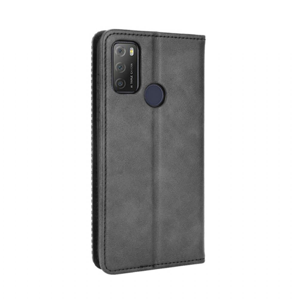 Schutzhülle Für Alcatel 1S / 3L (2024) Flip Case Stilisierter Vintage-ledereffekt