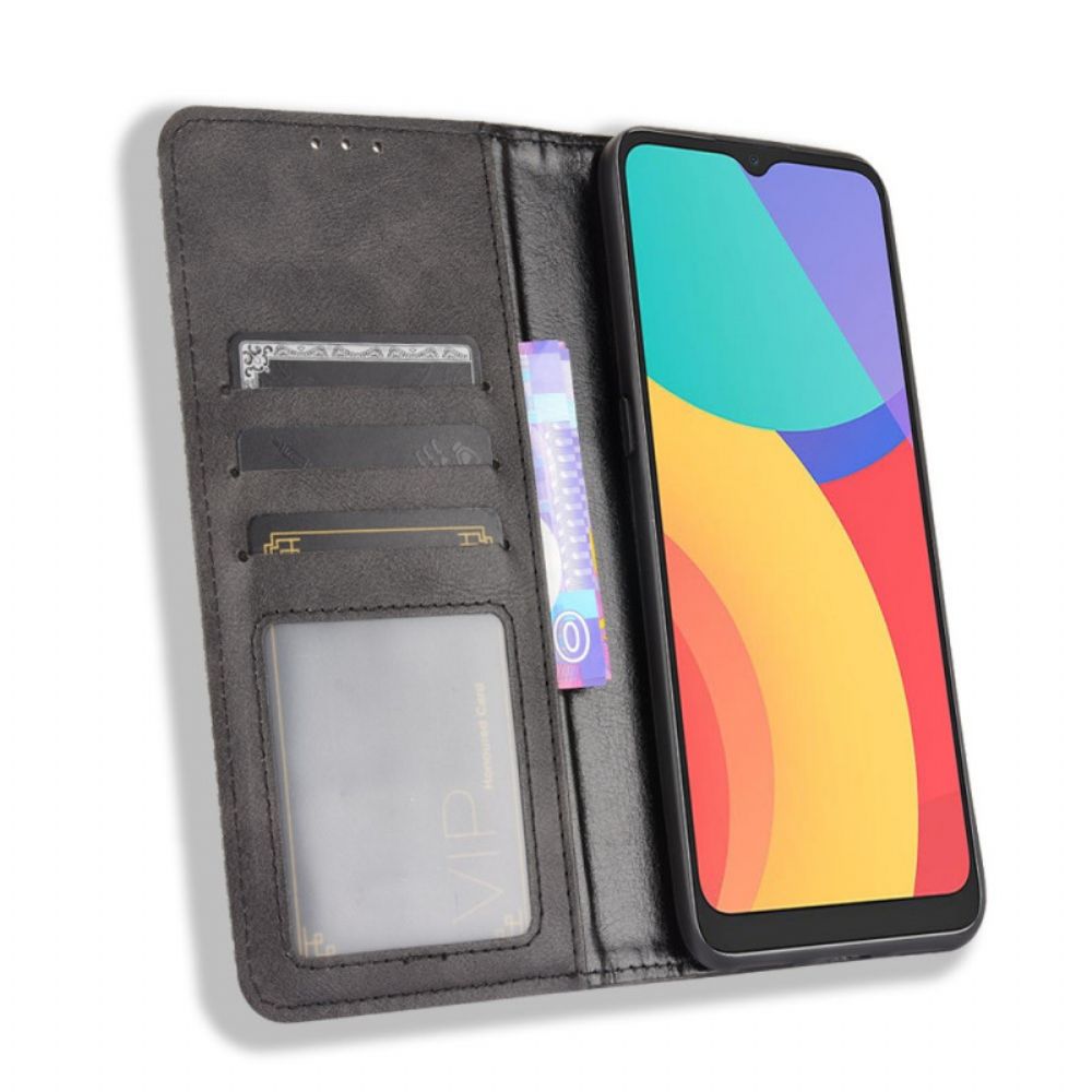 Schutzhülle Für Alcatel 1S / 3L (2024) Flip Case Stilisierter Vintage-ledereffekt