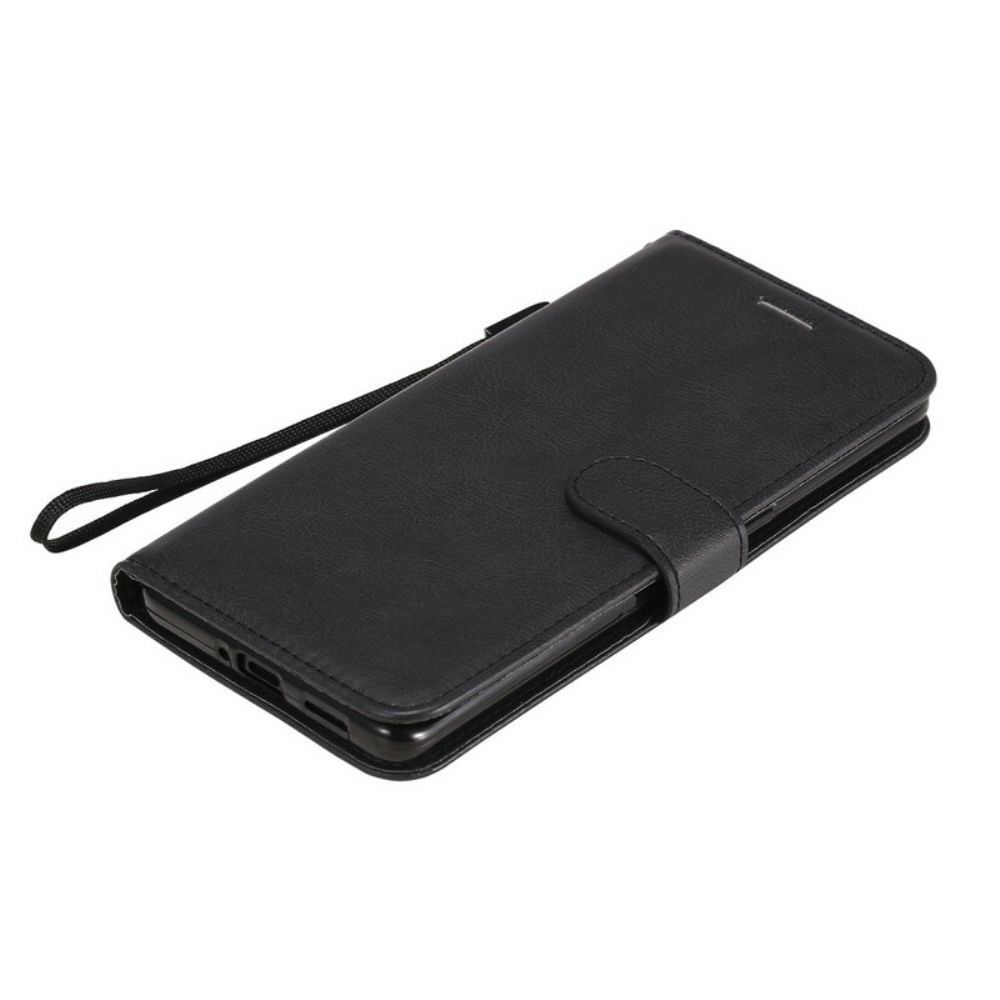 Flip Case Für Oppo Find X2 Neo Mit Kordel Armband Der Einfarbigen Serie