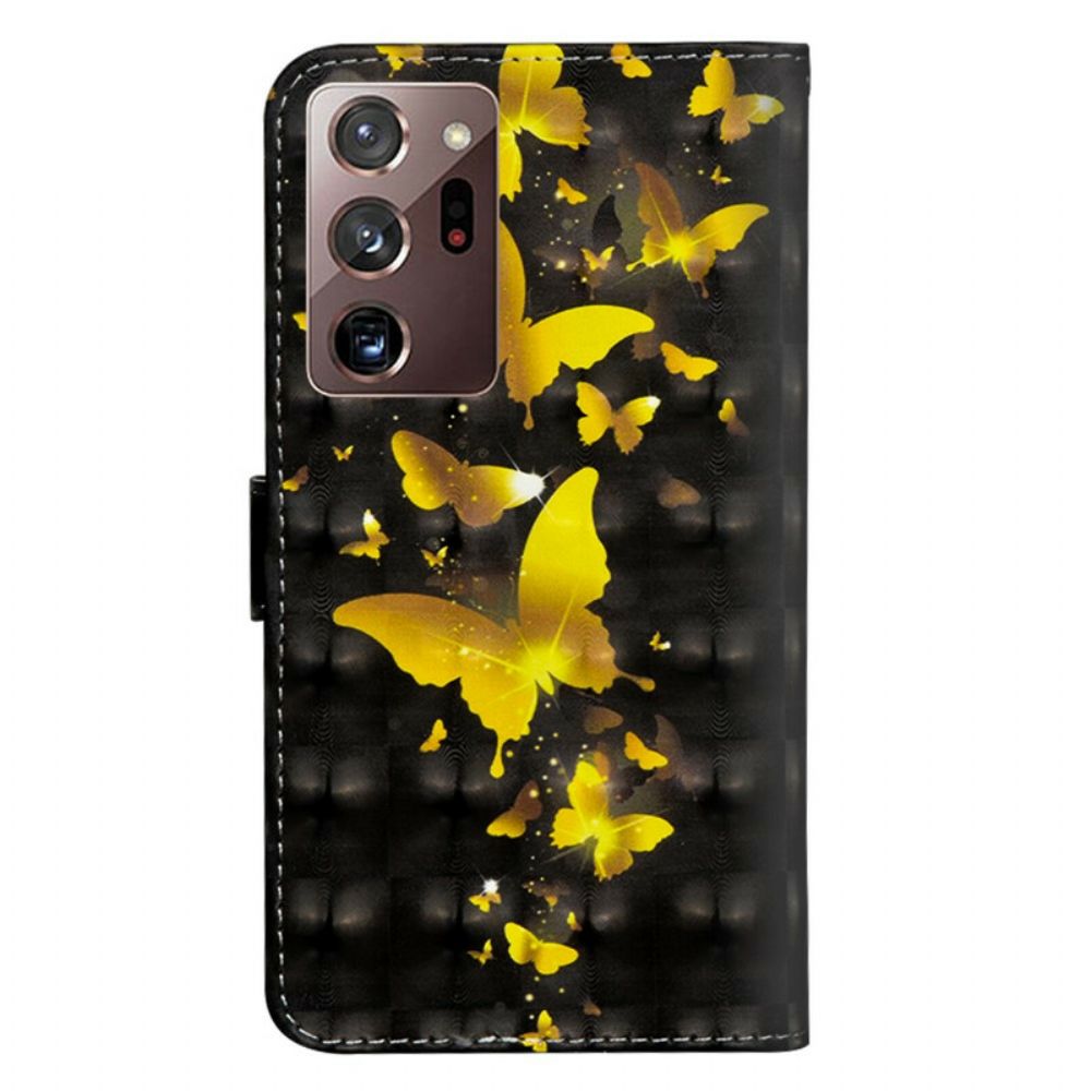 Flip Case Für Samsung Galaxy Note 20 Ultra Gelbe Schmetterlinge