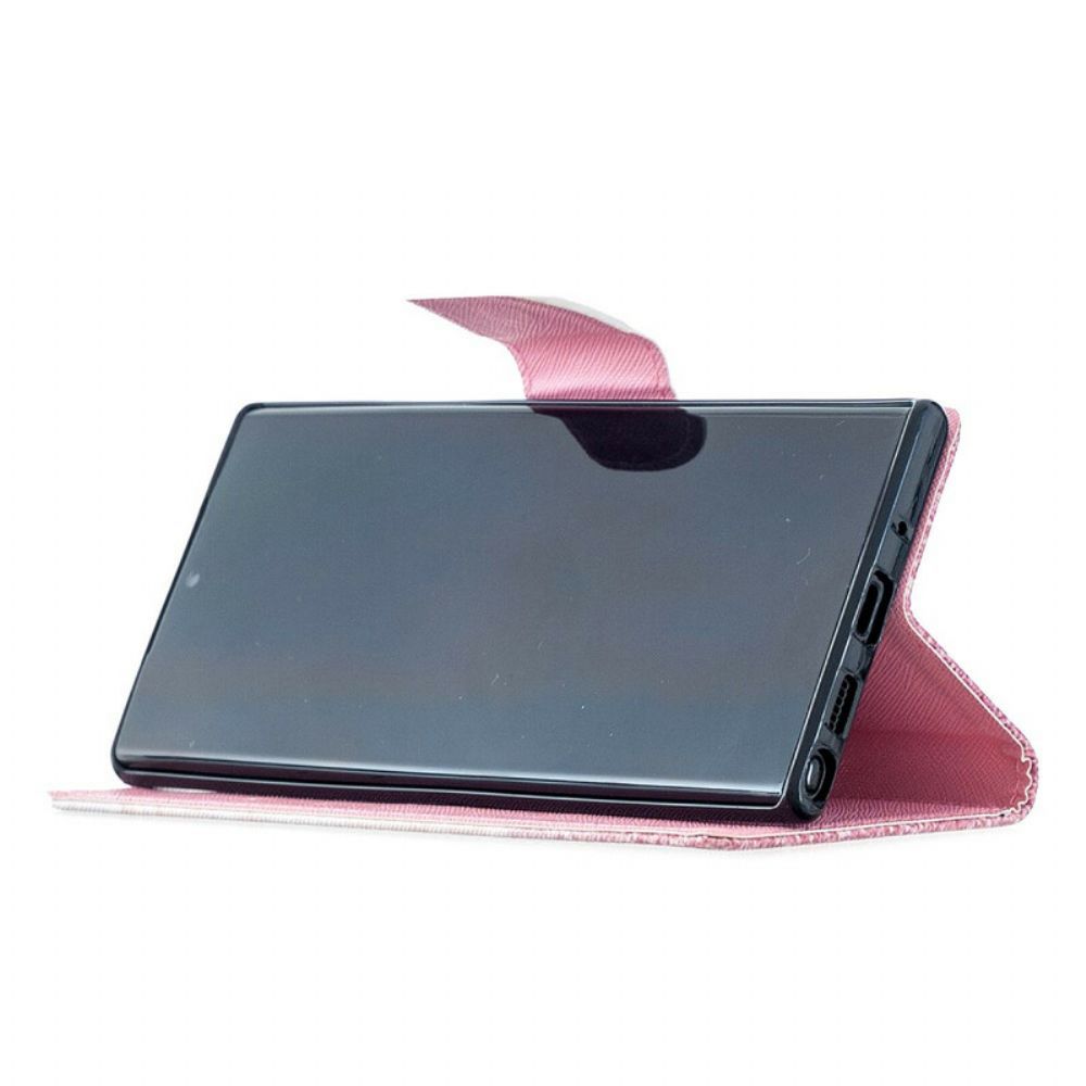 Flip Case Für Samsung Galaxy Note 20 Ultra Mit Kordel Rosa Marmor Mit Abnehmbarem Riemen