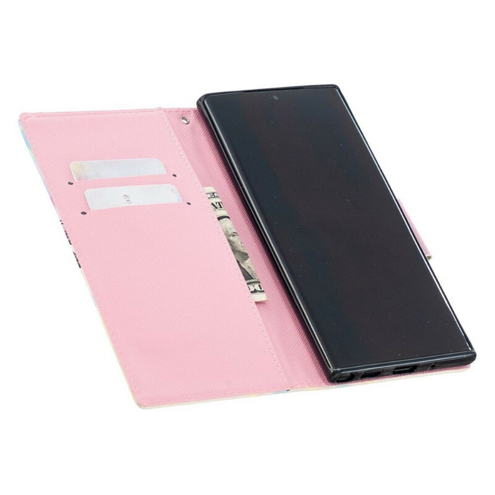 Flip Case Für Samsung Galaxy Note 20 Ultra Mit Kordel Rosa Marmor Mit Abnehmbarem Riemen