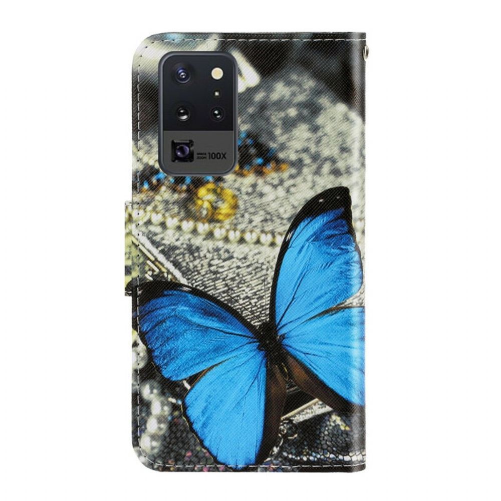 Flip Case Für Samsung Galaxy Note 20 Ultra Mit Kordel Schmetterlingsbandvariationen