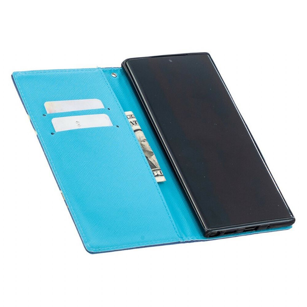 Lederhüllen Für Samsung Galaxy Note 20 Ultra Bunte Schmetterlinge Und Lanyard