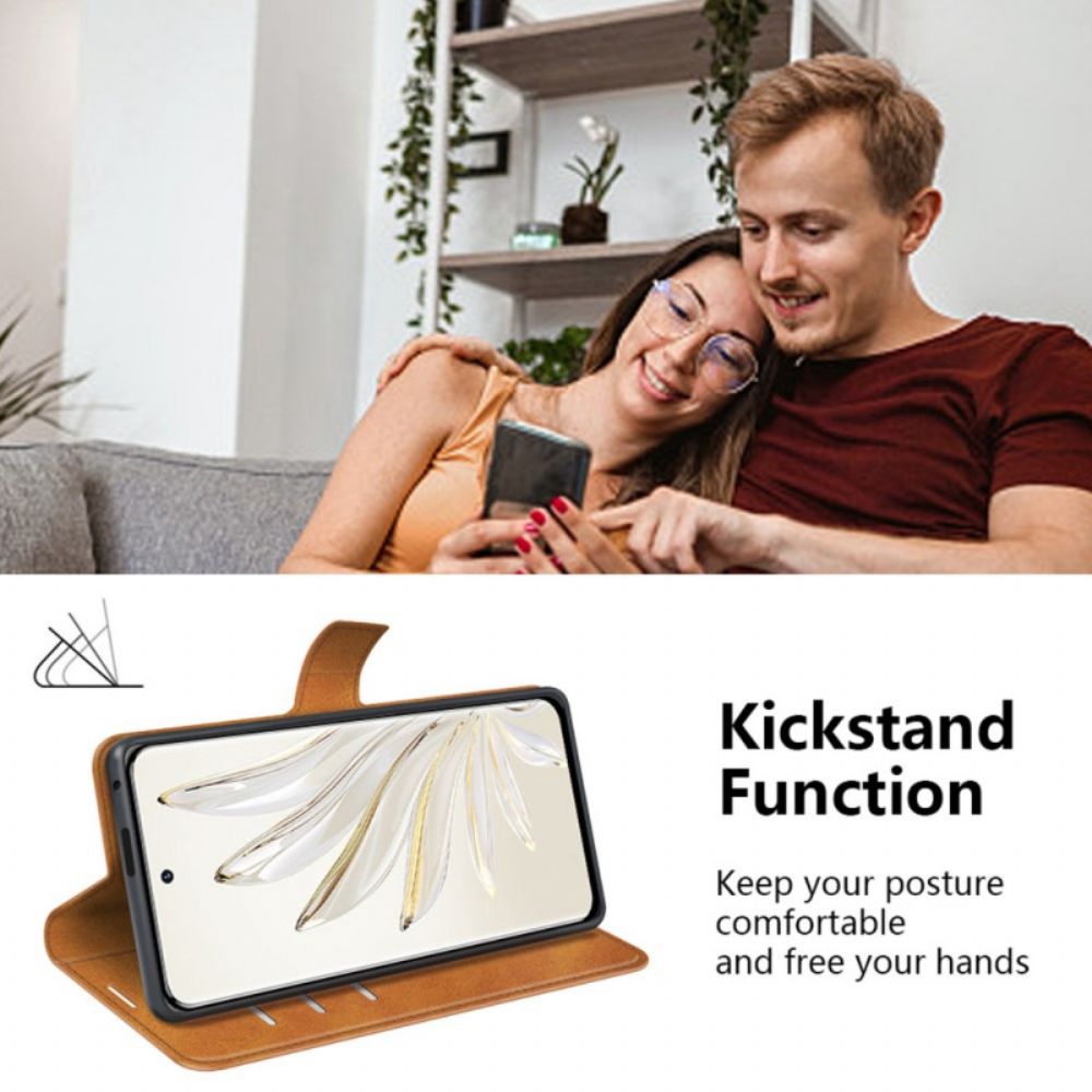 Flip Case Für Honor 70 Extrem Schmaler Ledereffekt