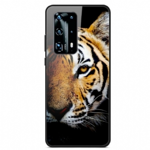 Handyhülle Für Huawei P40 Realistischer Tiger Aus Gehärtetem Glas