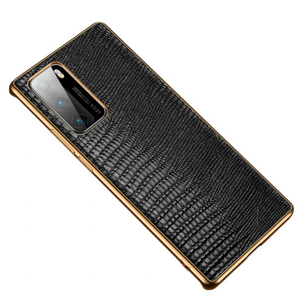 Hülle Für Huawei P40 Echtleder Mit Eidechsenstruktur