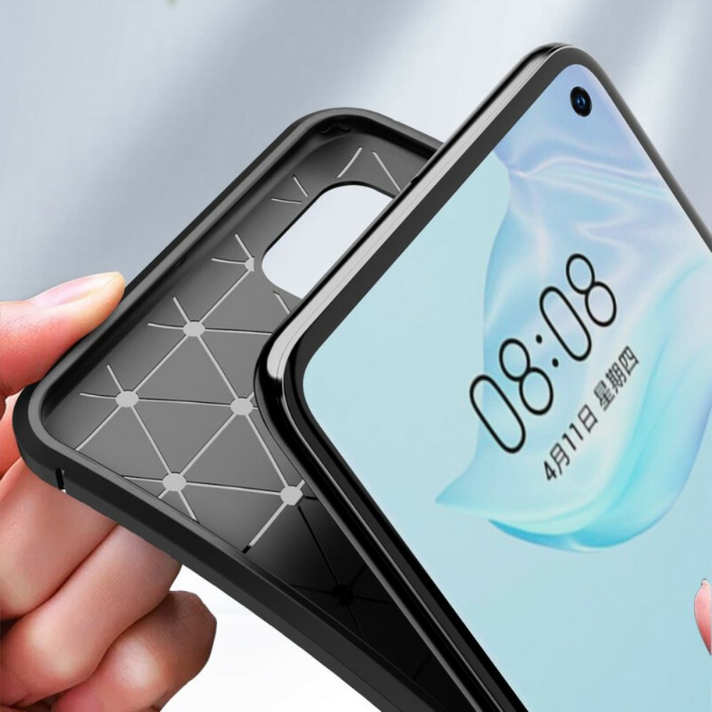 Hülle Für Huawei P40 Flexible Kohlefaserstruktur