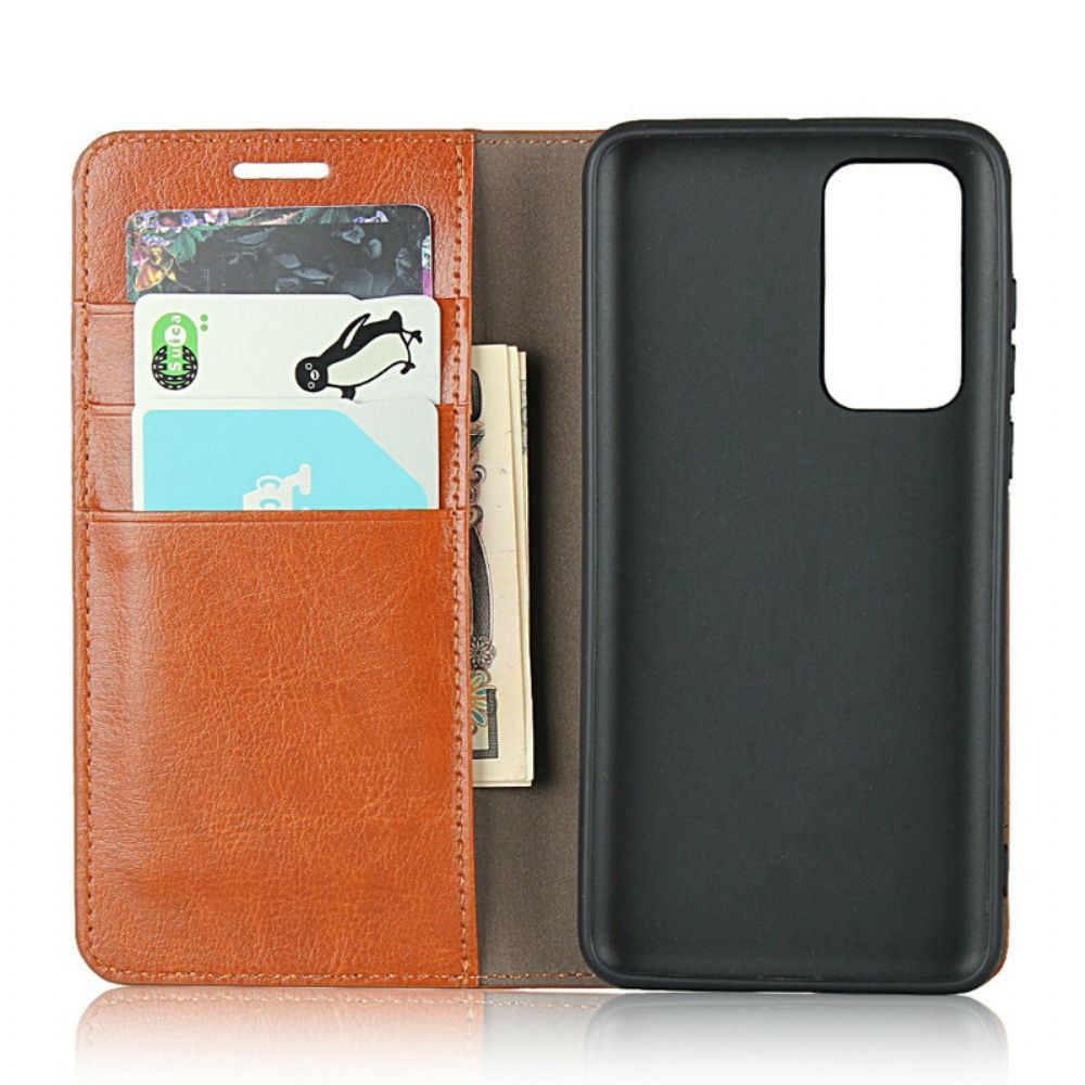 Schutzhülle Für Huawei P40 Flip Case Echtes Leder