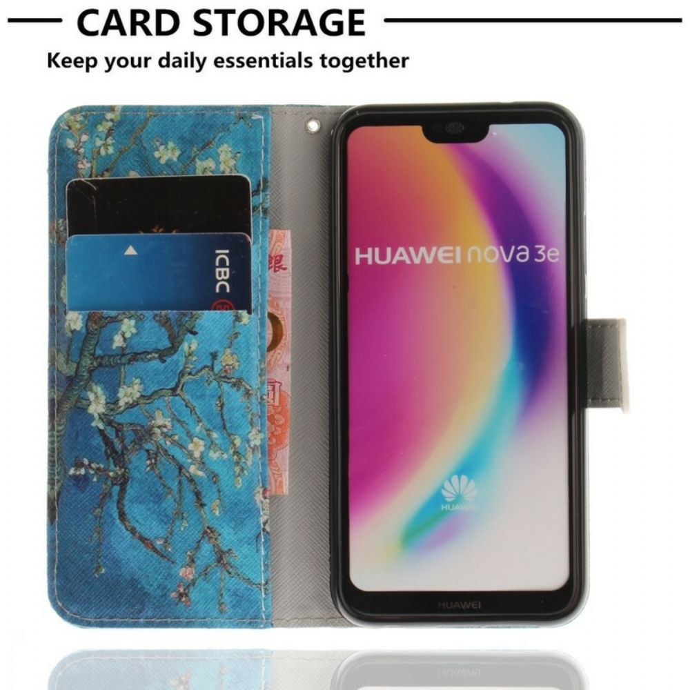 Flip Case Für Huawei P20 Lite Premium Blütenbaum
