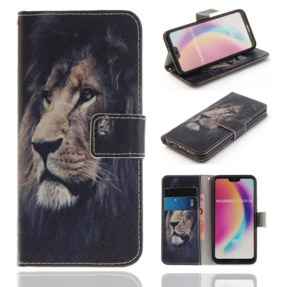 Flip Case Für Huawei P20 Lite Träumender Löwe